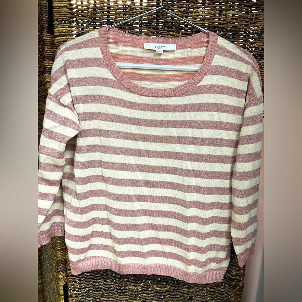 LOFT-Pink/White sparkle sweater-Size:XS, Pre-Owned good condition